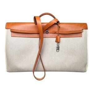 Hermes Natural Toile Cabin Herbag 50 Travel Weekender Handbag Shoulder Bag